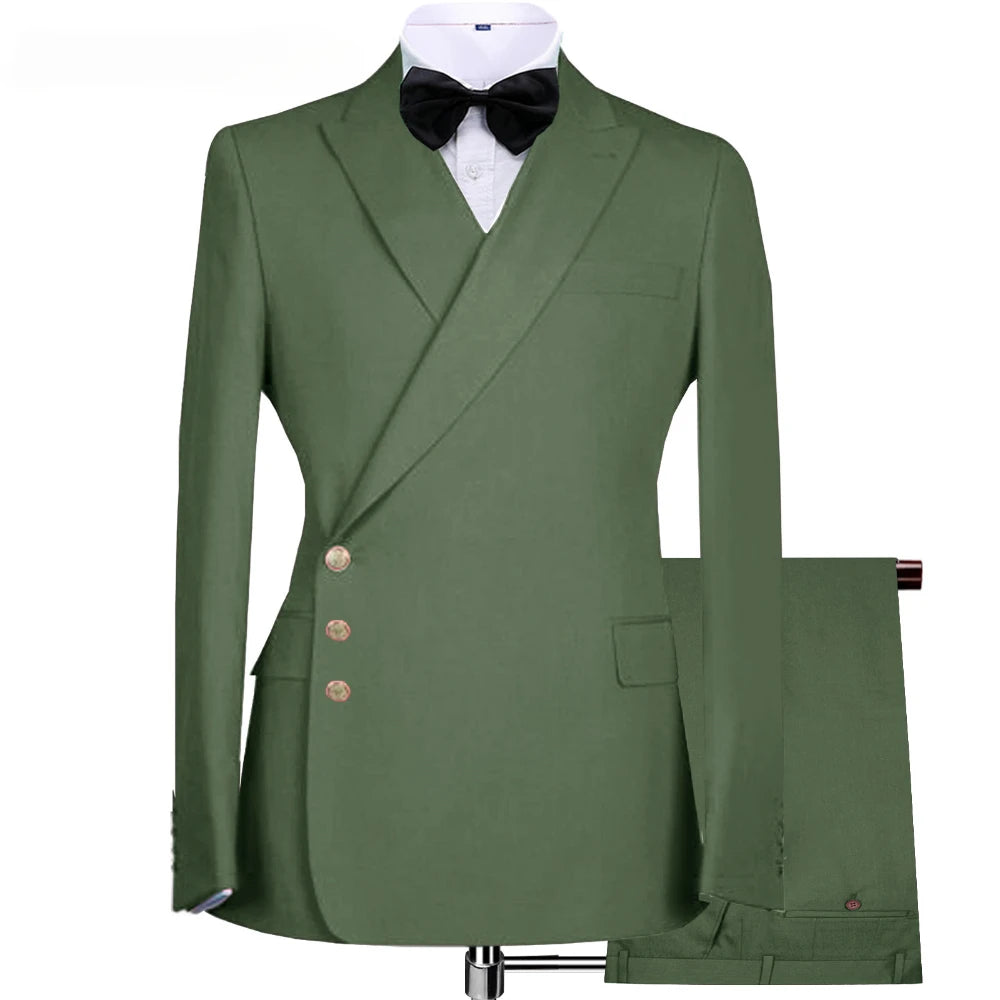 Trajes de hombre de dos piezas, elegantes, con solapa de pico y un solo pecho, estilo formal, informal, elegante, para oficina, novedad