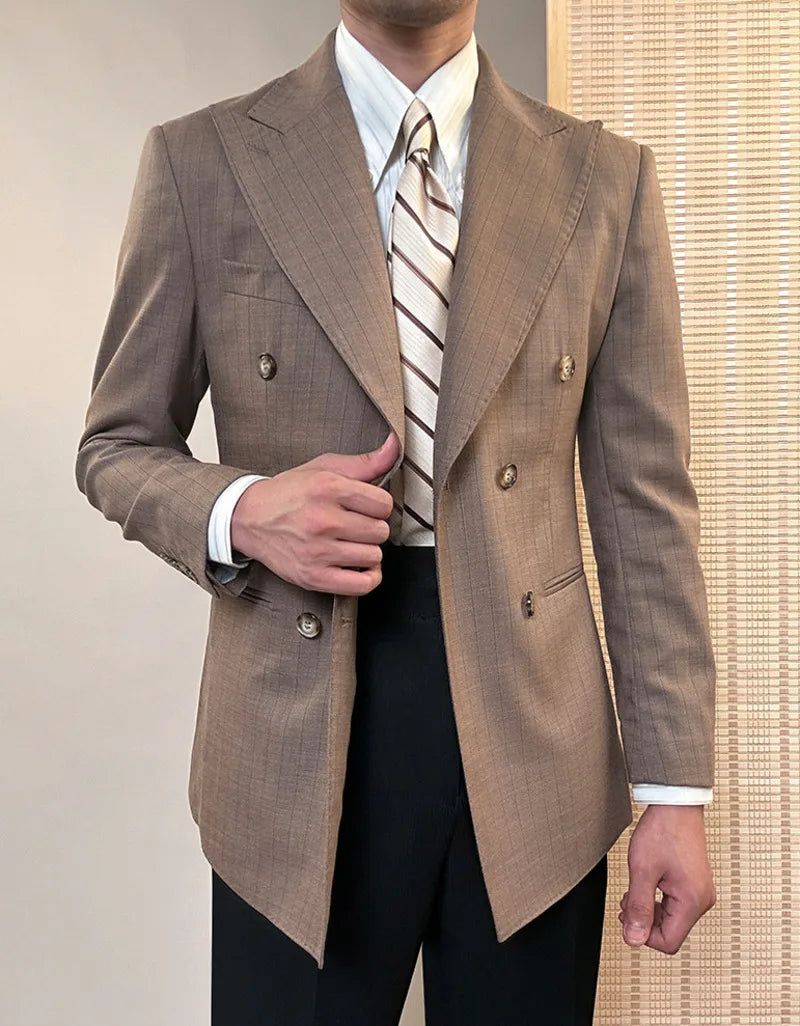 Costume de mariage pour homme, costume formel décontracté à double boutonnage, 2 pièces, pour bureau, travail, fête, bal de promo