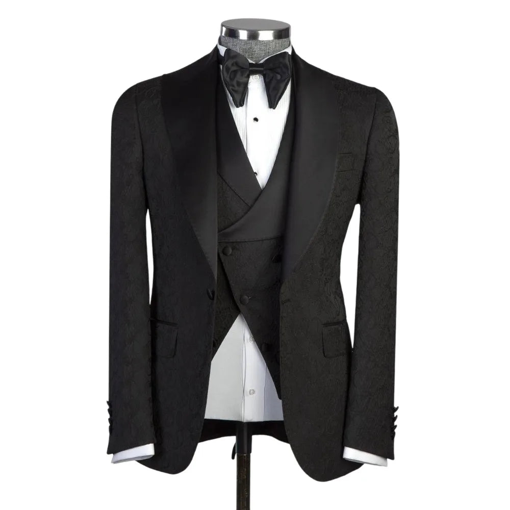 Business Man Tuxedos Formal Shawl Lapel One Button Men Suit Handsome 2 Piece Set Jacket Pants Evening Wedding Groom Customized