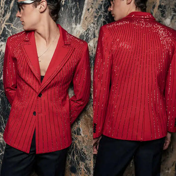 Fashion Wedding Groom Tuxedos 1 Pieces Blazer Peaked Lapel Beaded Men Formal Occasion Party Suit Customized Trajes De Hombre