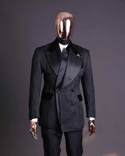 Designer 2 Pcs Wedding Suits for Groom Peaked Lapel Tuxedos Double Breasted Jacket with Pants Party Prom Customized