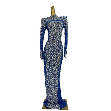 Sexy Luxury Rhinestones Sheath Dresses for Evening Party Performance Costume Bar Nightclub Singer Dancer Stage Wear