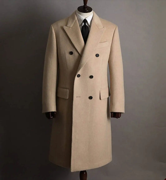 Autumn and Winter Boutique Woolen Long Coat Classic Solid Color Thick Warm Men's Jacket Custom Made