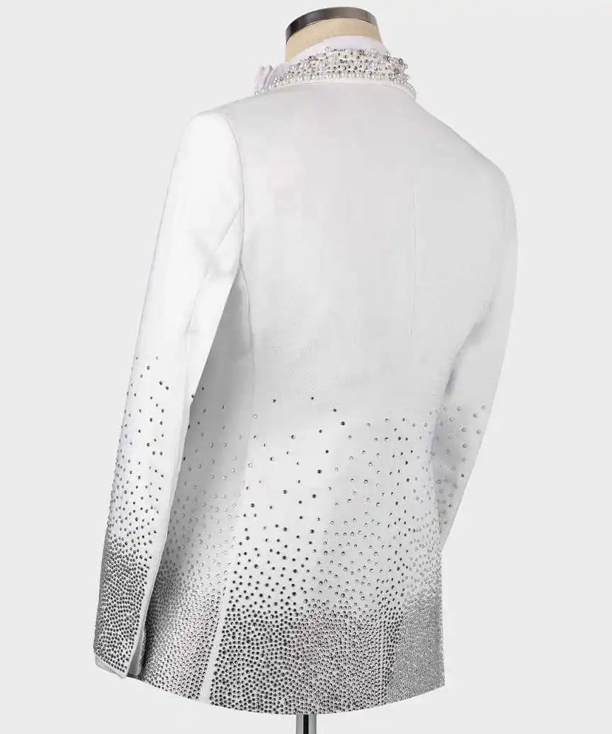 Luxurious Beaded Wedding Suits For Groom Shawl Lapel Single Breasted Tuxedos 3 Pcs Jacket Pants Vest Party Prom Customized