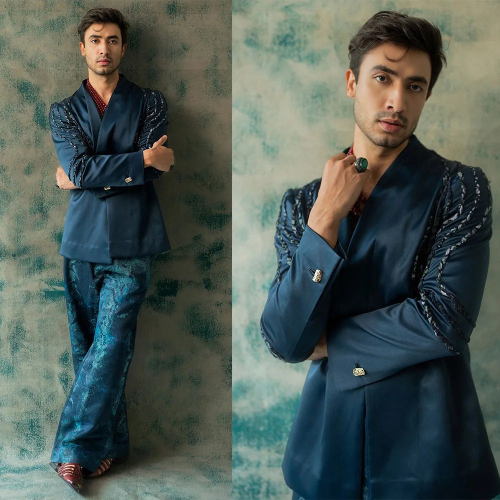 Unique Men Suits Shawl Lapel Tailor-Made One Piece Jacket Beads Rhinestone Groom Blazer Evening Party Customized Coat