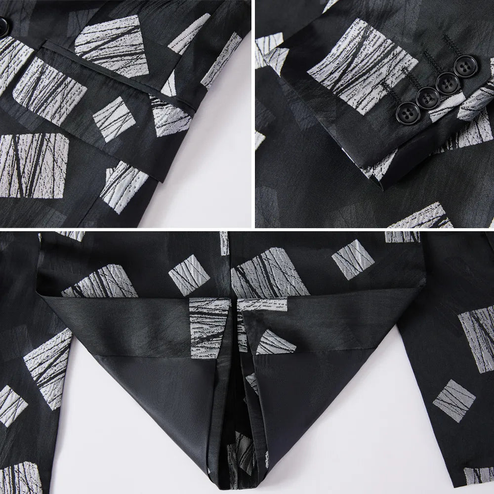 Costume croisé pour homme, costume décontracté à carreaux anglais en jacquard, pour le travail ou la décoration de la robe de mariée du marié. 