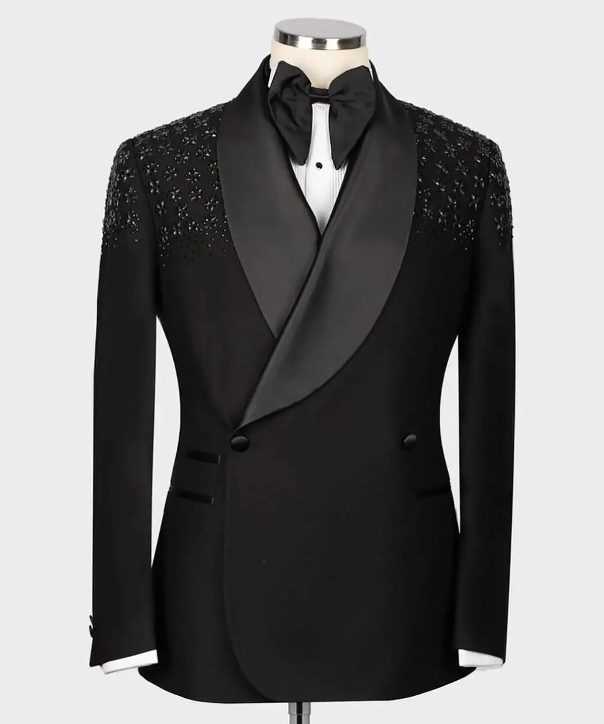 Sparkly Men Wedding Suits Crystal Shawl Lapel Double Breasted Tuxedos Groom Business Party 2 Psc Blazer Pants Custom Made