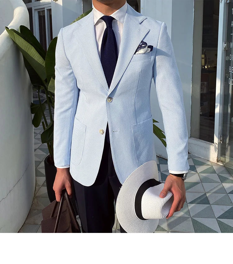 Traje de novio Royal Blazer para hombre, corte entallado, para fiesta, oficina, traje de un solo botón, chaqueta de traje para hombre, esmoquin para hombre 
