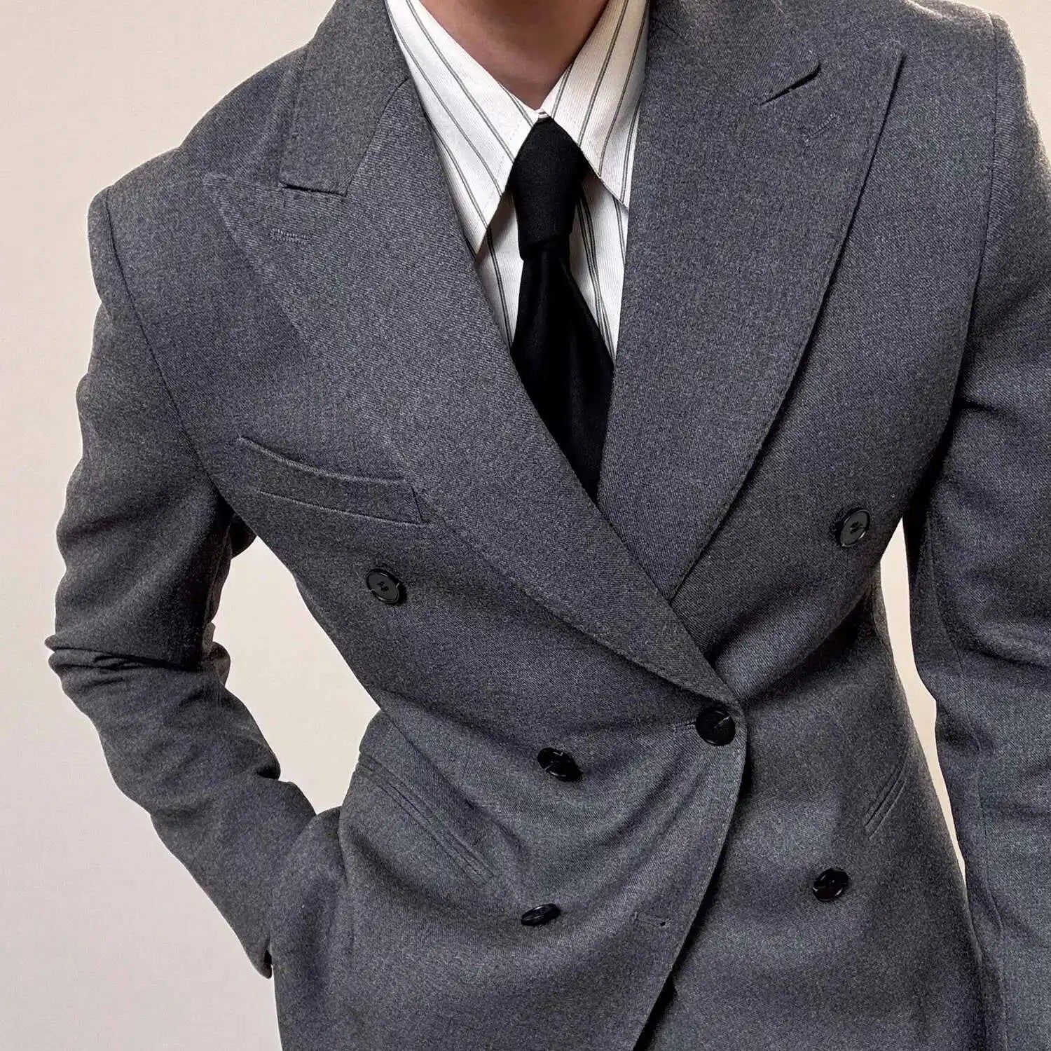 Italian Style Double Breasted Blazer Men Lapel Collar Casual Business Autumn Jacket Men Blazer Masculino Slim Fit Blazer Hombre