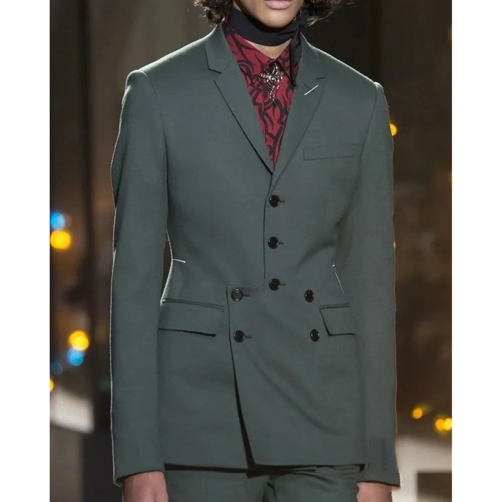 Costume de mariage croisé pour homme, smoking slim, tenue décontractée, 2 pièces (veste + pantalon)