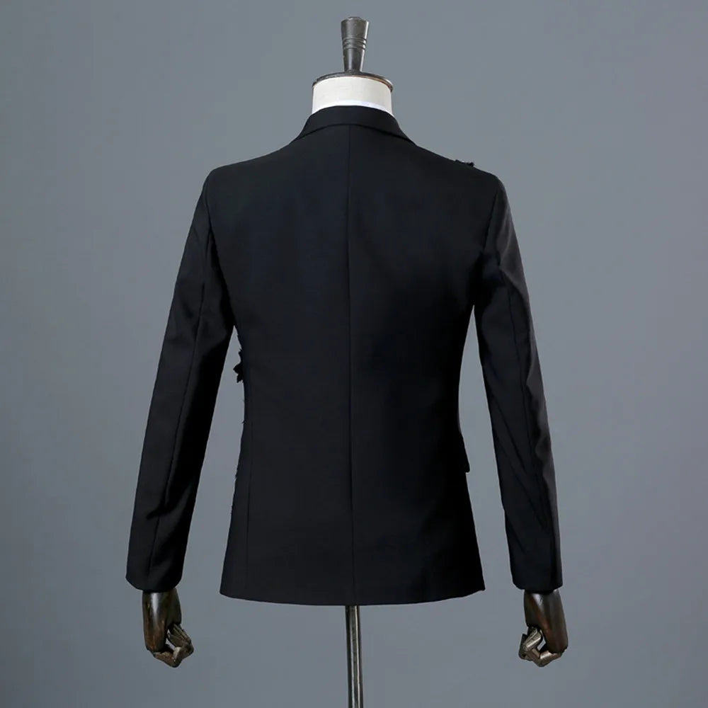 Elegant Appliqued Two-piece Men's Suit for Wedding Banquet Host Dance Prom Christmas Costume Men Blazer