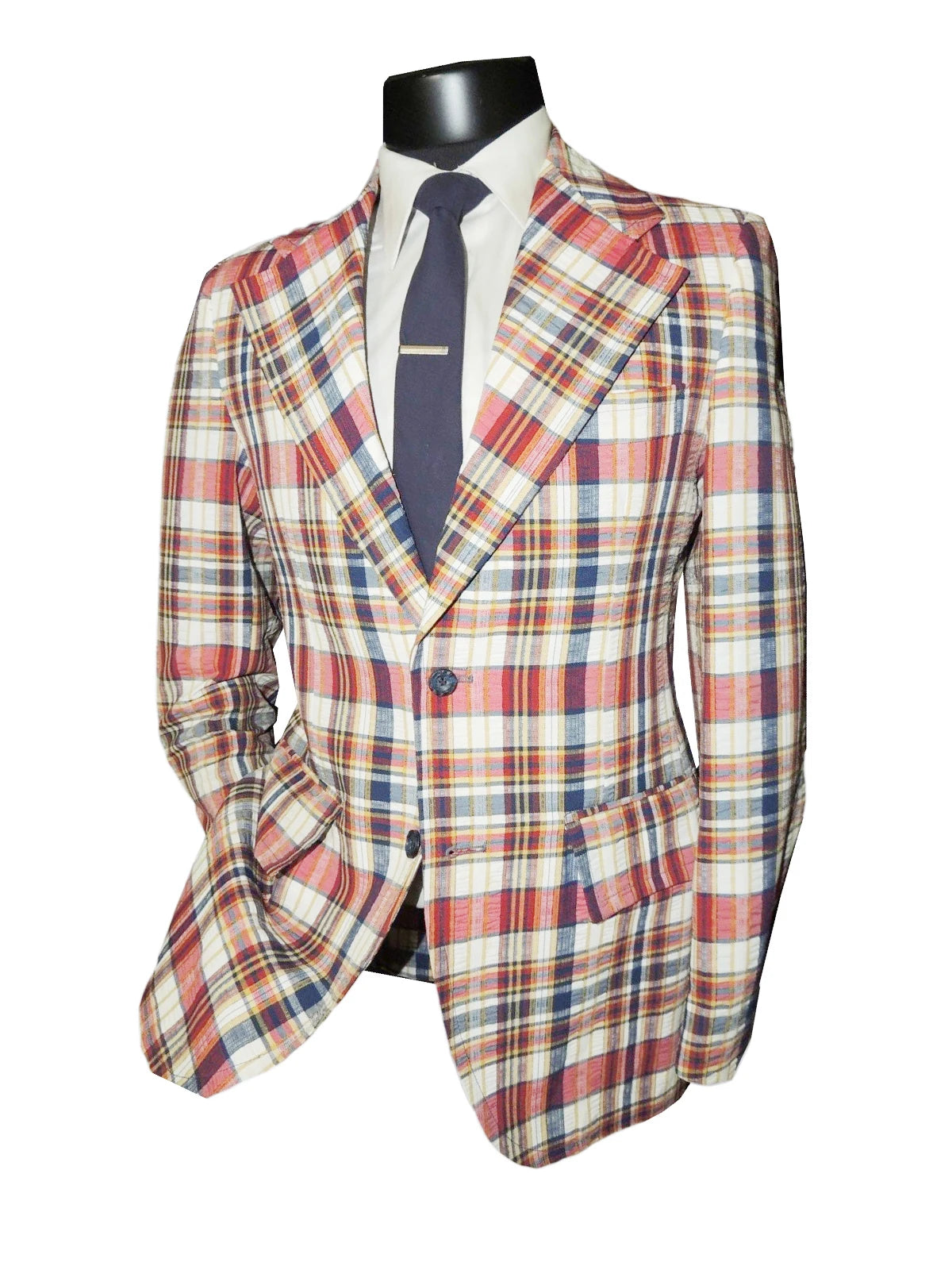 Plaid Men Wedding Coat Notched Lapel Tuxedos Slim Fit Groom Wear Business Office Blazer Only One Jacket