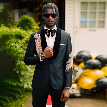 Luxury Style Diamond Men Suit Customized Peaked Lapel Groom Party Male Blazers 2 Piece Sets Tuxedos Wedding Costume Homme