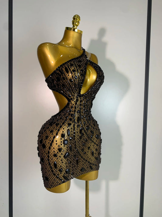 Women Sexy Backless Hollow Out Diamond Evening Prom Gown Birthday Luxury Celebrate Stage Nightclub Outfit