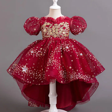 Vestido de lentejuelas para niñas, de manga corta, con encaje, para bodas, de verano, para damas de honor de 2 a 12 años. 