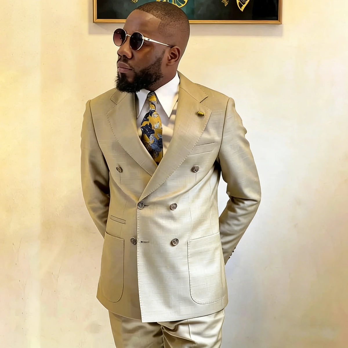 Men's Double Breasted Suits Peaked Lapel Wedding Groom Prom Casual Formal Daily Custom Costume Homme 2 Pieces Jacket Pants