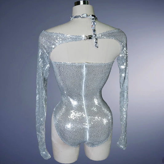 Sparkly Luxury Full Rhinestones Bodysuit Club Stage Drag Queen Festival Celebrate Performance Party Birthday Dance Wear Night