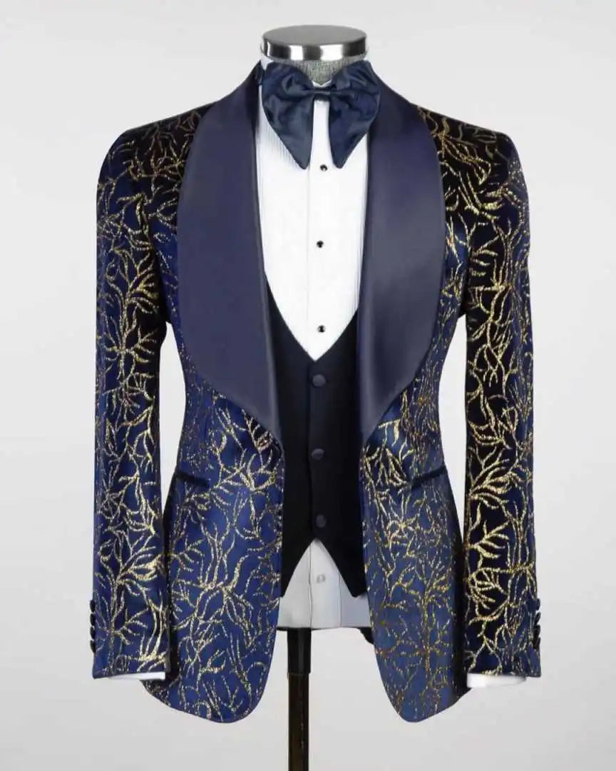 Glitter Men's Suits Single Breasted Crystal Beading 2 Pieces Jacket Pants Groom Wedding Tuxedo Leisure Party Banquet Customized