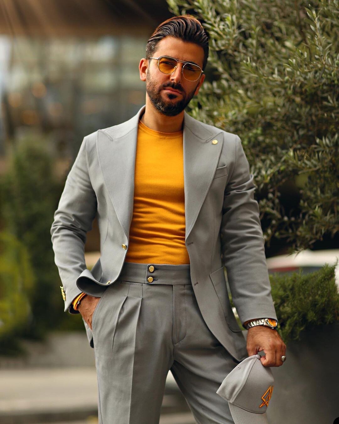 Light Gray men Pants Suit 2 Pieces Plus Size Groom Tuxedos Peaked Lapel Prom Party Blazer (Jacket+Pants)