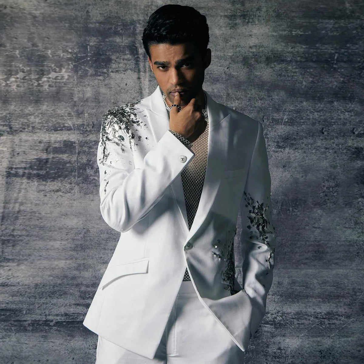 Customized Shiny Rhinestone Men Suits 2 Pieces Sets Groom Tuxedos Party Prom Blazer Slim Fit Dinner Fashion Vestidos De Novia