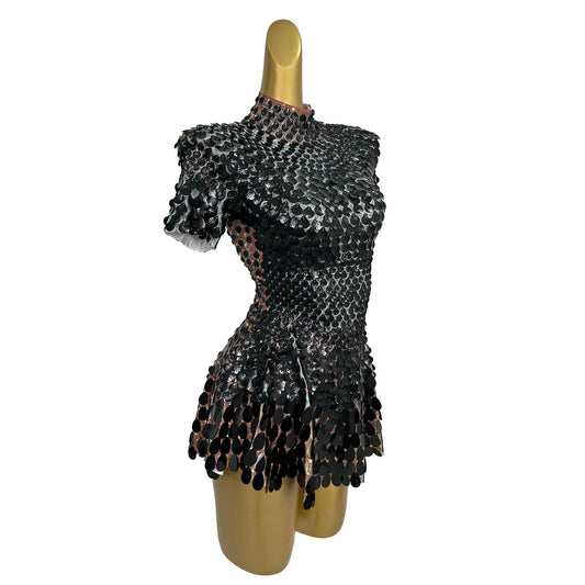 Black Glitter Sequins Birthday Party Gown Short Dress Dancer Stage Wear Women Sexy Mini Club Dress Festival Outfit