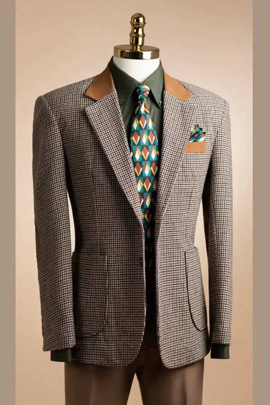 Vintage Wedding Tuxedos 1 Pcs Jacket Houndstooth Men Suit Classic Fit Notched Lapel Evening Groom Customized
