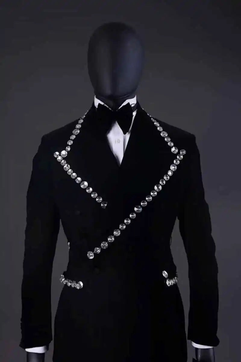 Sequined Men Wedding Suits for Men Peak Lapel Tuxedo Groom Wear 2 Pcs Jacket Pants Business Evening Party Customized