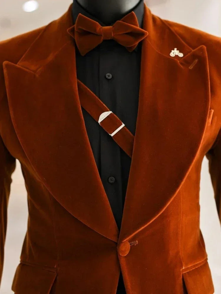 Smoking Velvet Jacket for Men 1 Pc Peaked Lapel Mal Suit Blazer Prom Party Slim Fit Wedding Groom Coat