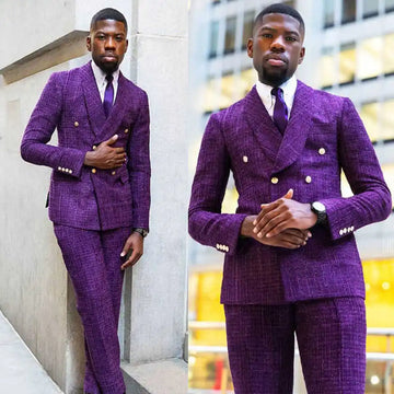 Modern Men Wedding Suits Shawl Lapel Tuxedos Double Breasted Groom Wear 2 Pcs Jacket Pants Prom Evening Party Custom Made