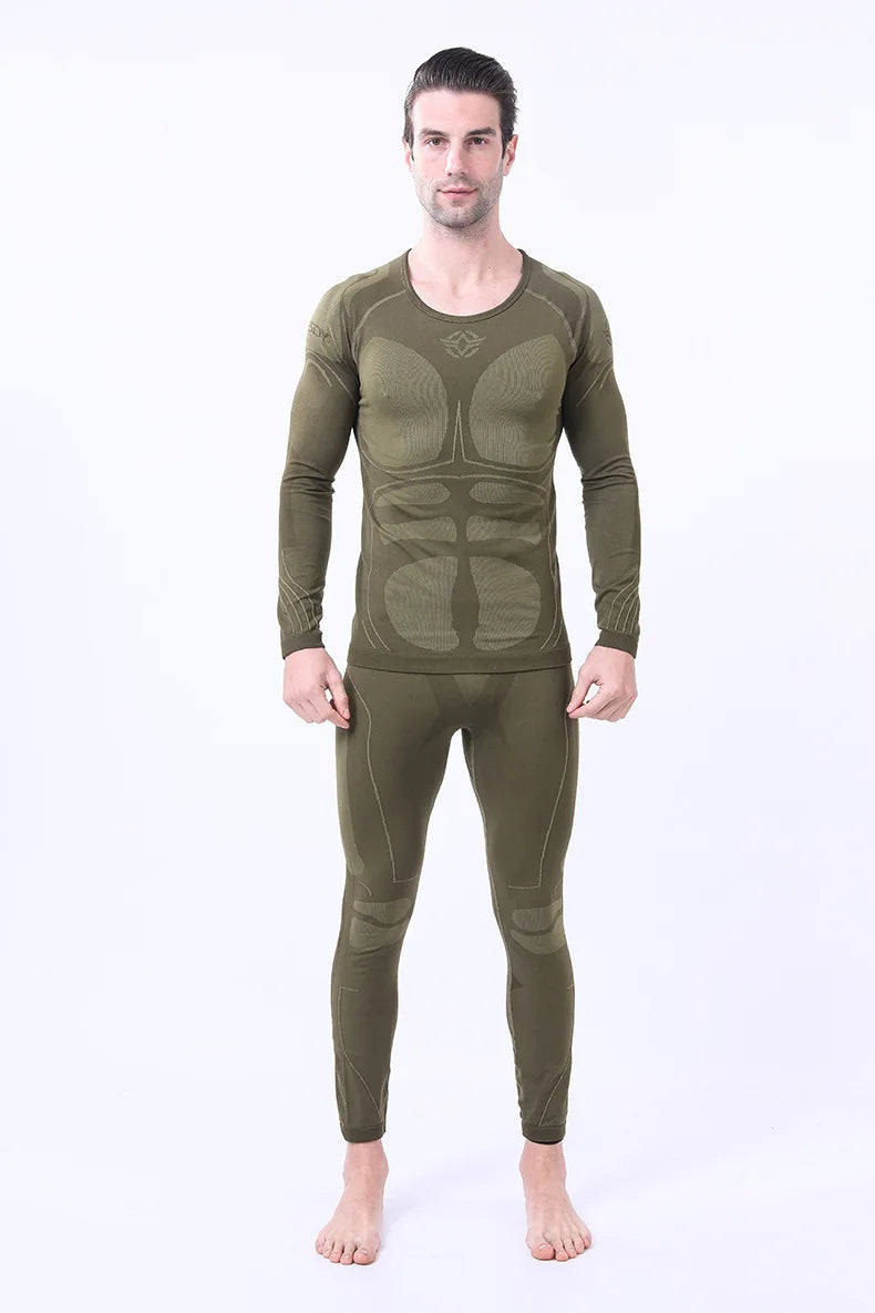 Men's Compression Shirt and Pants Set Long Sleeve Fitness Sportswear Black
