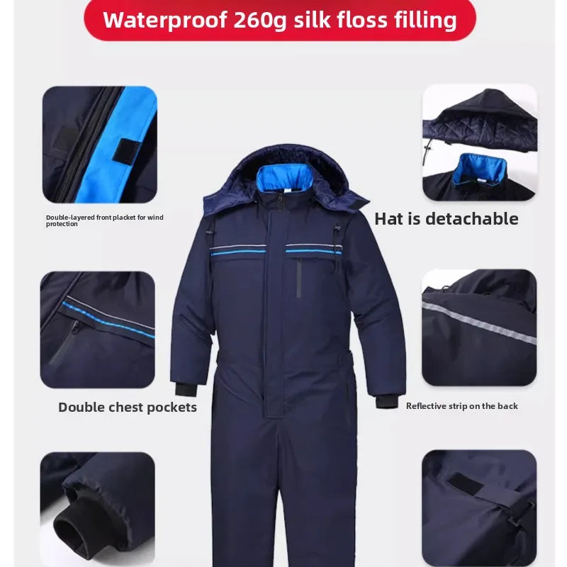 Thermal Winter Motorcycle Suit Men Thickened Cold Proof Workwear Fishing Outdoor Ice Fishing Overalls Jacket Motorcycle Suit