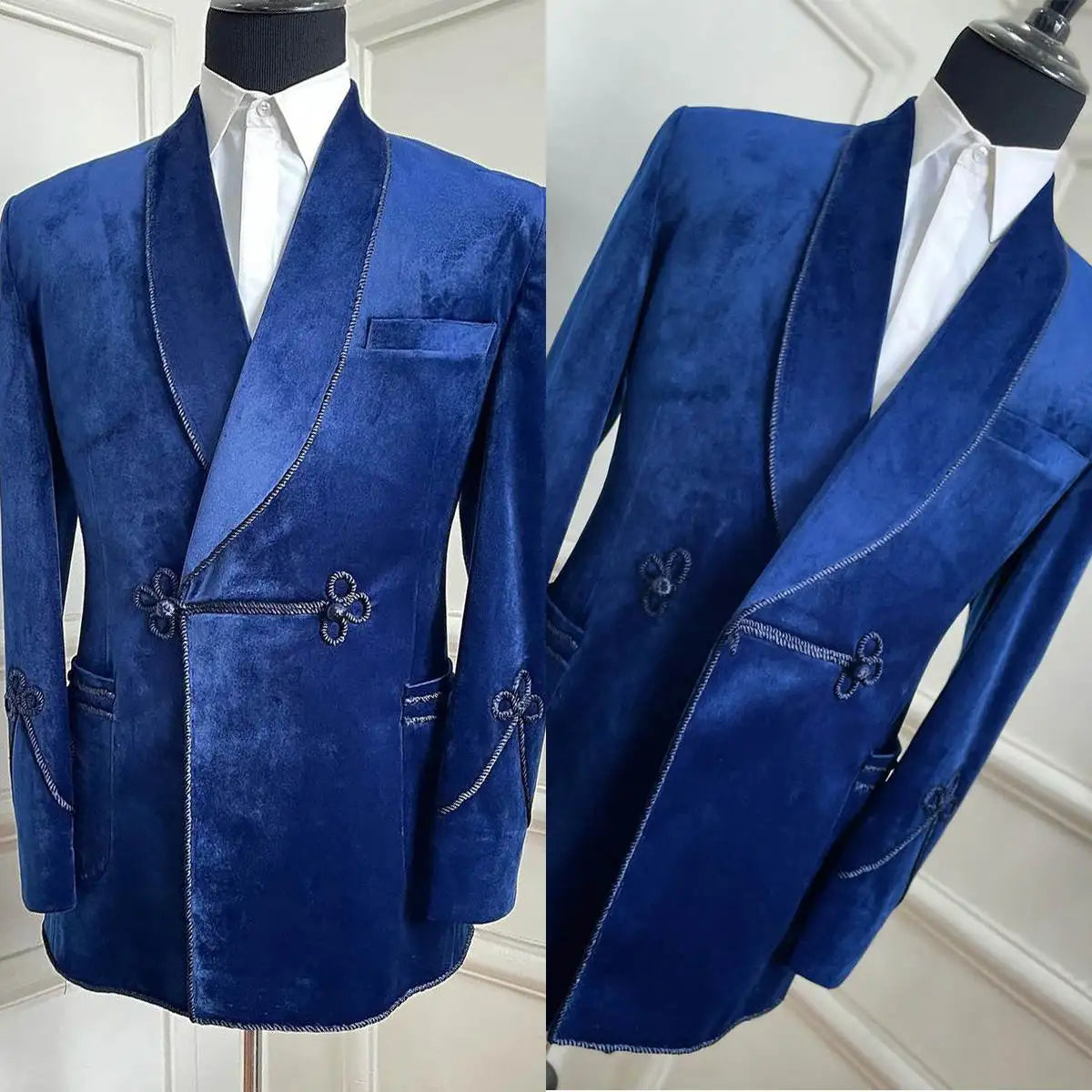 Bright Wedding Tuxedos Velvet 1 Piece Set Jacket Groom Suit Classic Fit Double Breasted  Evening Party Outfits Customized