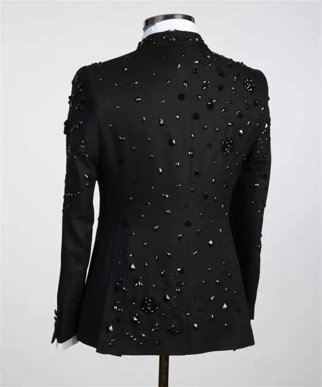 Luxury Men's Suit Coat Peaked Lapel Tuxedos Double Breasted Crystal Groom Wear Business Party Only Blazer Customized