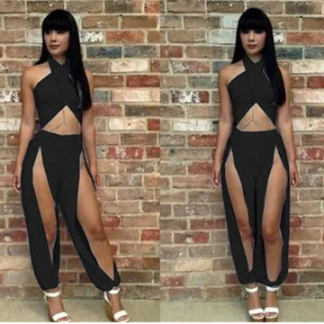 Fashion Two Pieces Set Women Clothing Bandage Sexy Crop Tops and High Waist Split Pants Sexy Clubwear Party Sets Summer