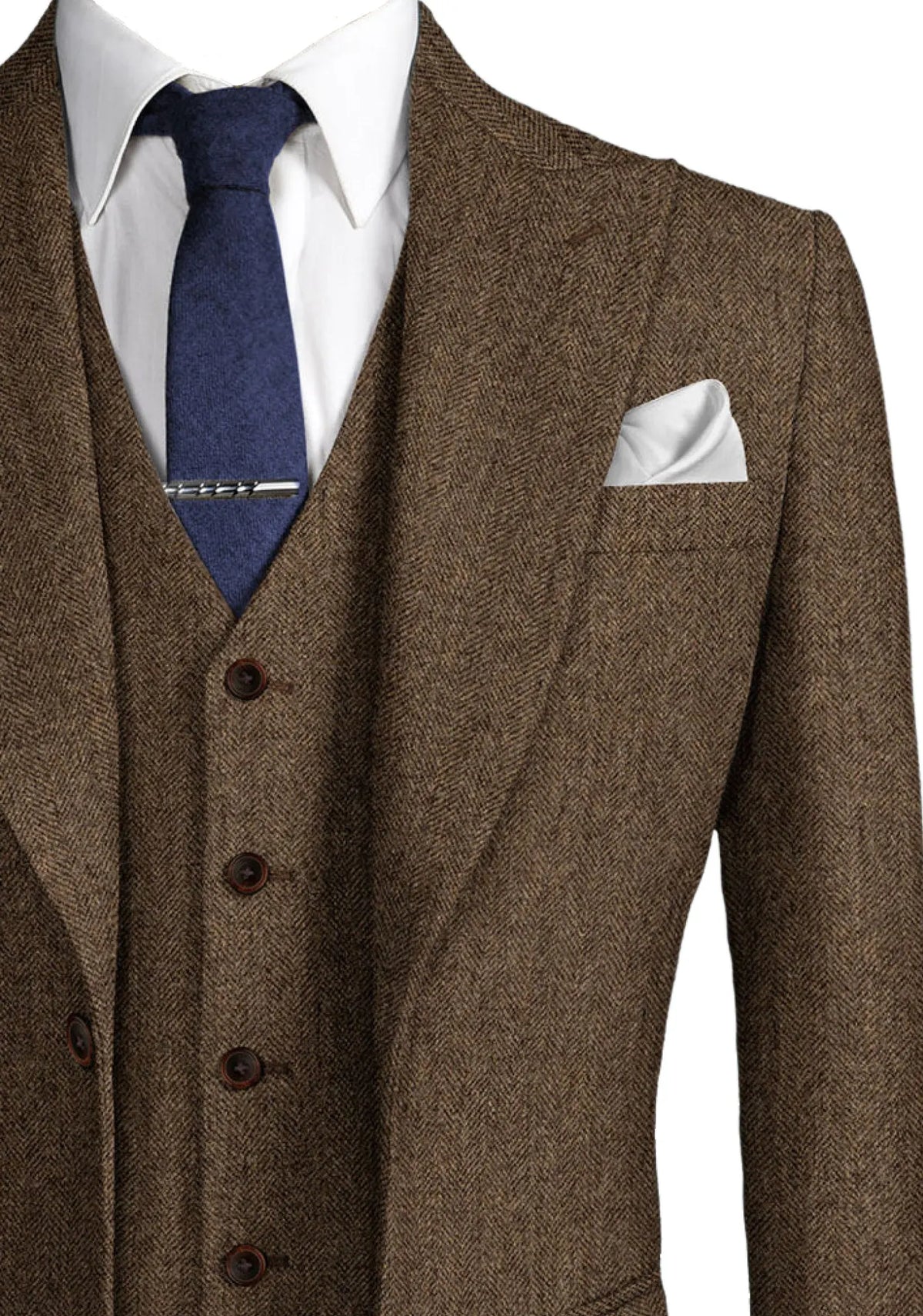 Mens Herringbone Suits 3 Pieces Wool Formal Groom Wear Work Business Customize Tuxedos Blazer Pants Vest for Wedding