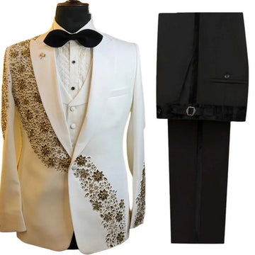 Gentleman Wedding Tuxedos Crystal 2 Pcs Jacket Pants Men Suit Luxury Single Breasted  Evening Business Blazer Customized