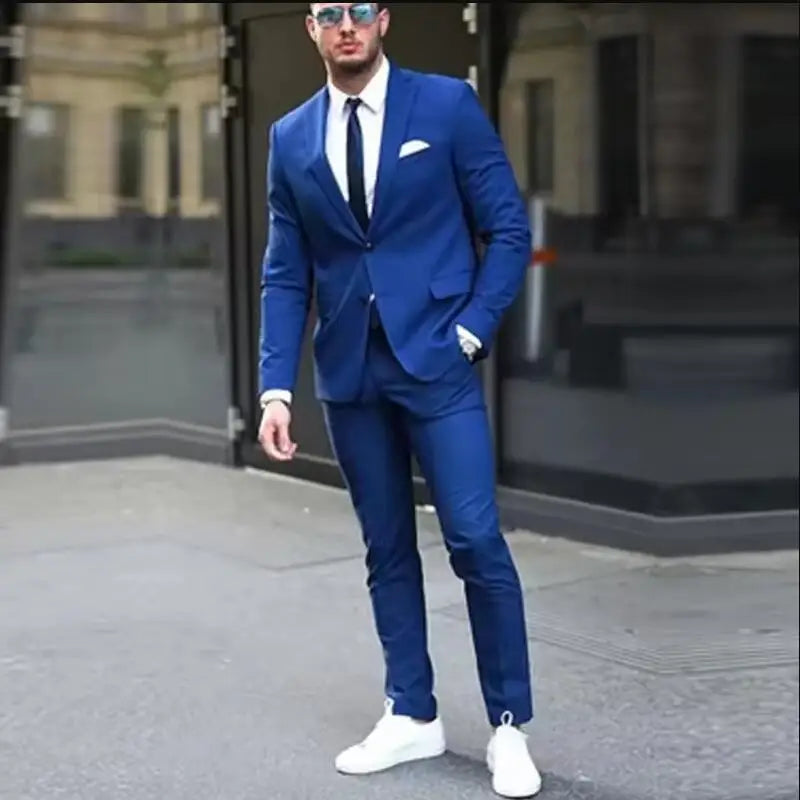 Groomsmen 2 Piece Formal Wedding Tuxedo New Male Fashion Jacket with Pants Man Costume Homme