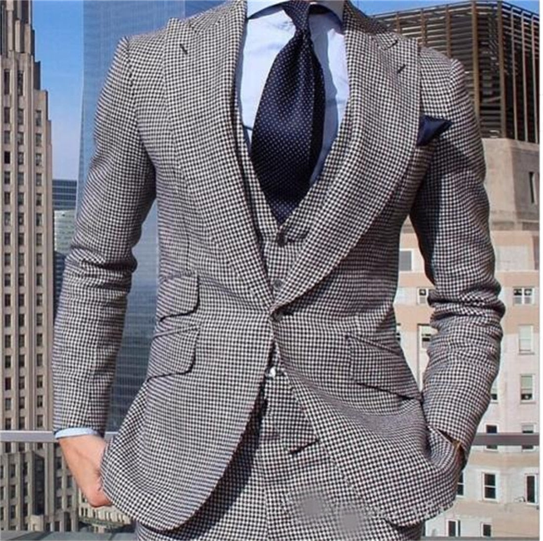 Esmoquin de boda con solapa de pico, trajes ajustados para hombre, traje de padrino de boda, traje formal de tres piezas para graduación. 