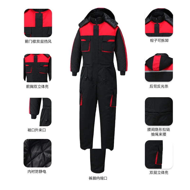 Thermal Winter Motorcycle Suit Men Thickened Cold Proof Workwear Fishing Outdoor Ice Fishing Overalls Jacket Motorcycle Suit