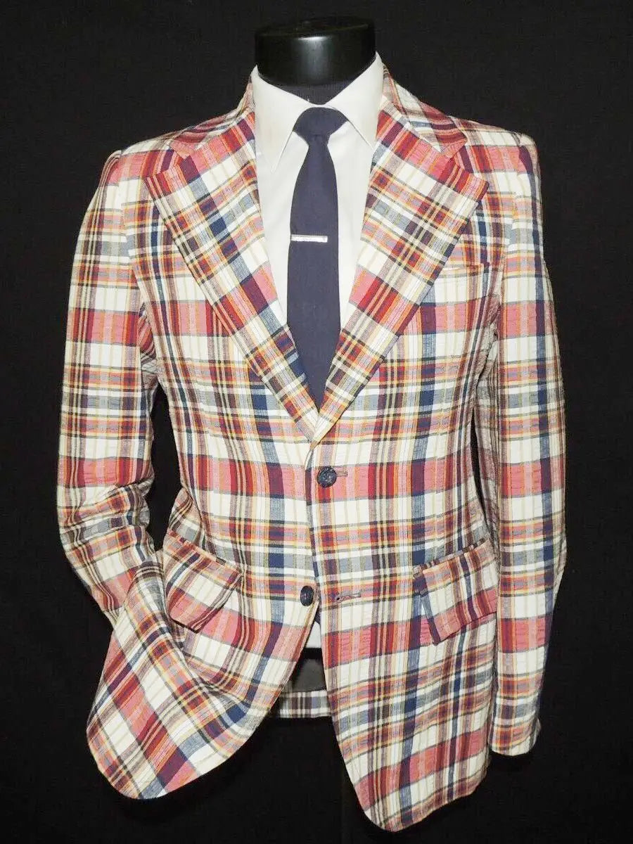 Plaid Men Wedding Coat Notched Lapel Tuxedos Slim Fit Groom Wear Business Office Blazer Only One Jacket