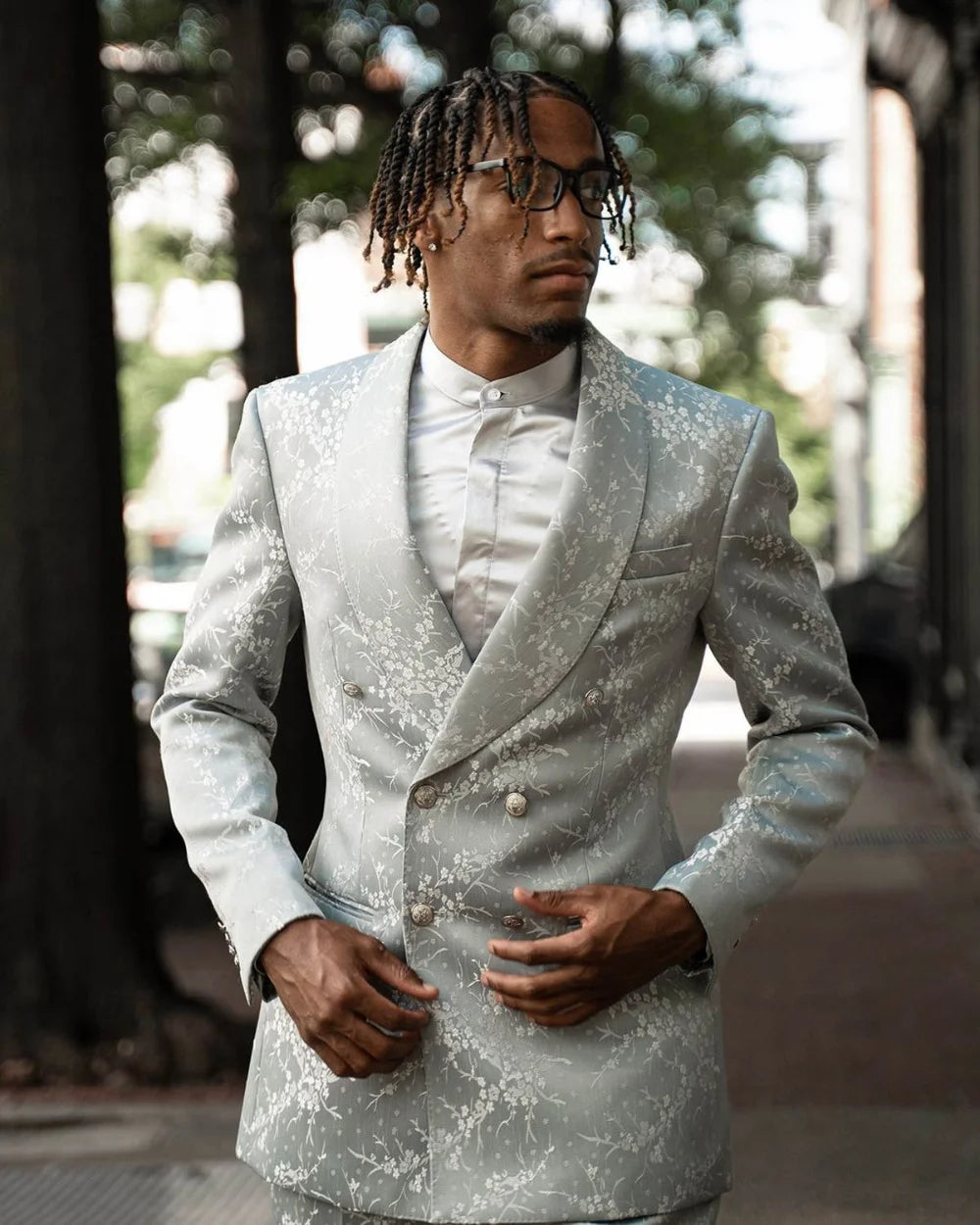 Classic Jacquard Men's Suit 2 Pieces Jacket Pants Shawl Lapel Double Breasted Coat Formal Occasion Prom Customized