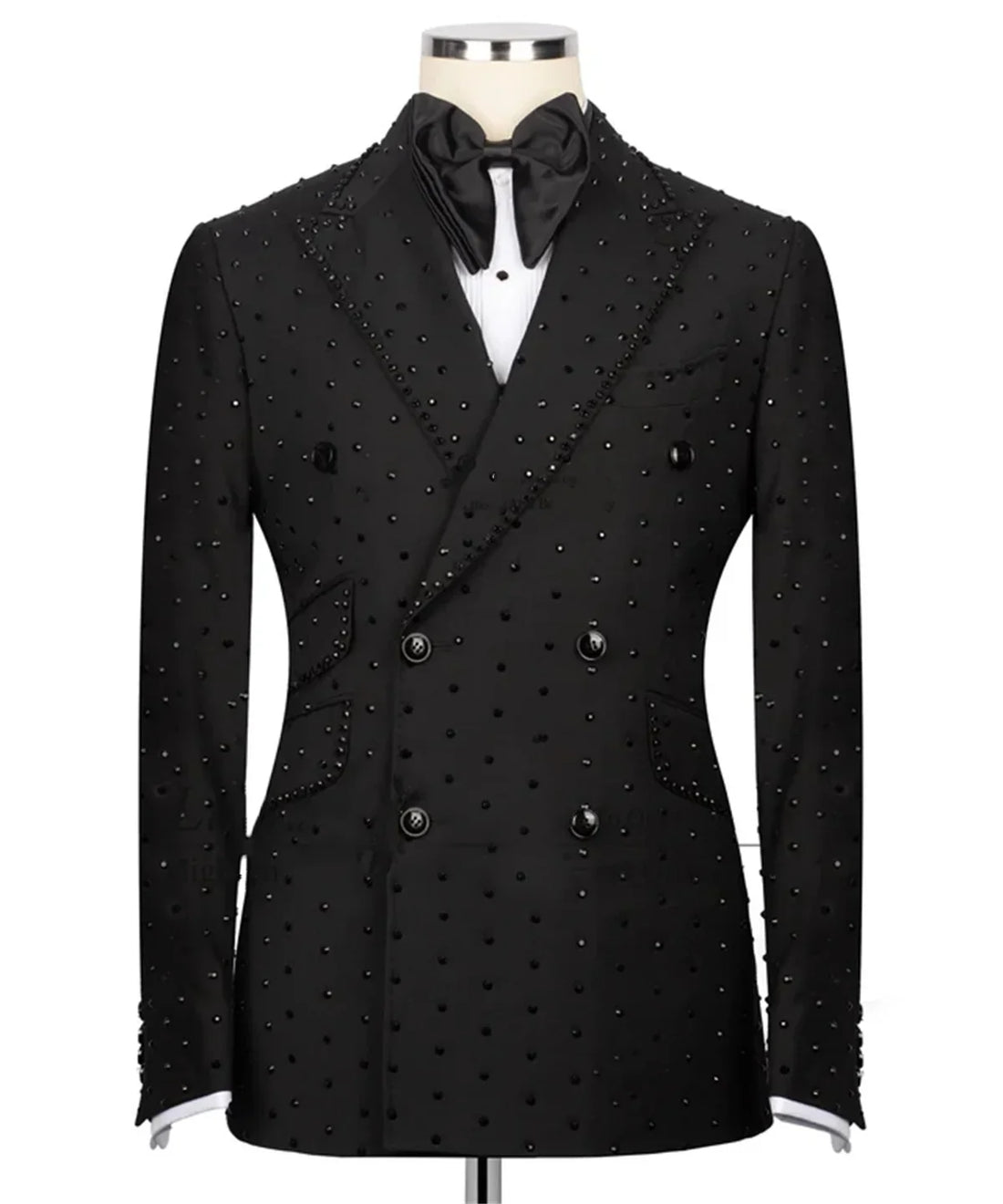 Rhinestone Men Wedding Suits Peak Lapel Tuxedo Groom Wear 2 Pcs Jacket Pants Business Evening Party Customized