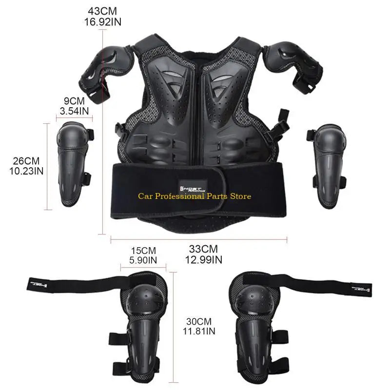 Children for Protection Vest Motorcycle Kids Suit ATV Dirt Bike Chest Spine Knee Elbow Pad Skiing