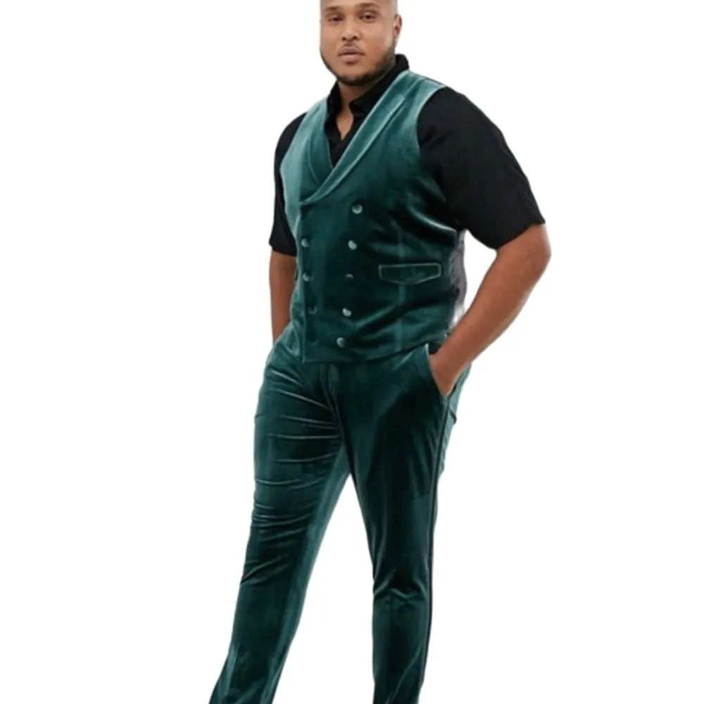 Trajes de hombre de terciopelo ajustados, 3 piezas, esmoquin de un solo pecho, abrigo, chaleco, pantalones, conjunto de traje para boda, graduación, Terno 