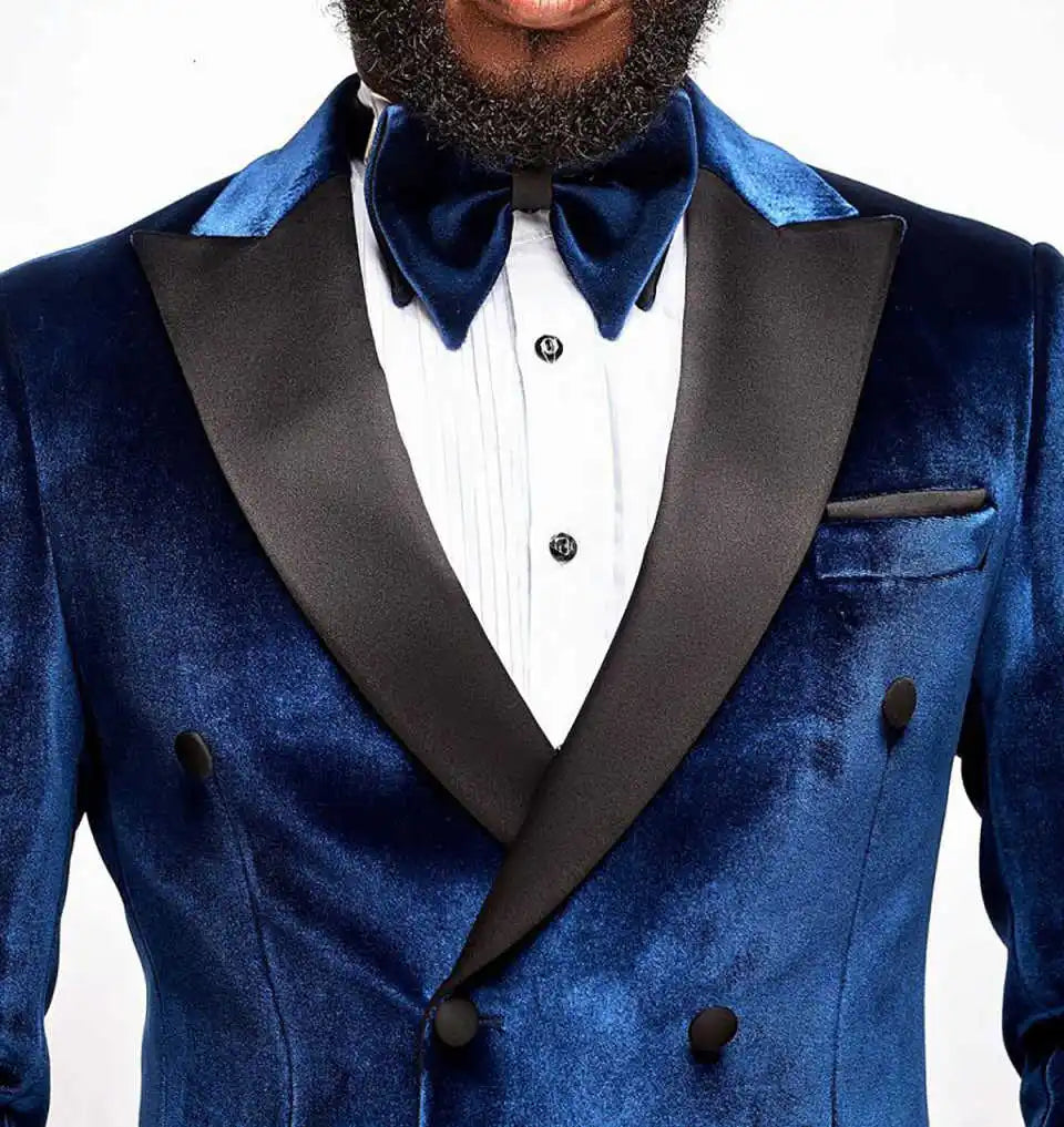 Fashion Velvet Man Tuxedos 1 Piece Set Jacket Men Suit Handsome Peaked Lapel Double Breasted Evening Wedding Groom Customized