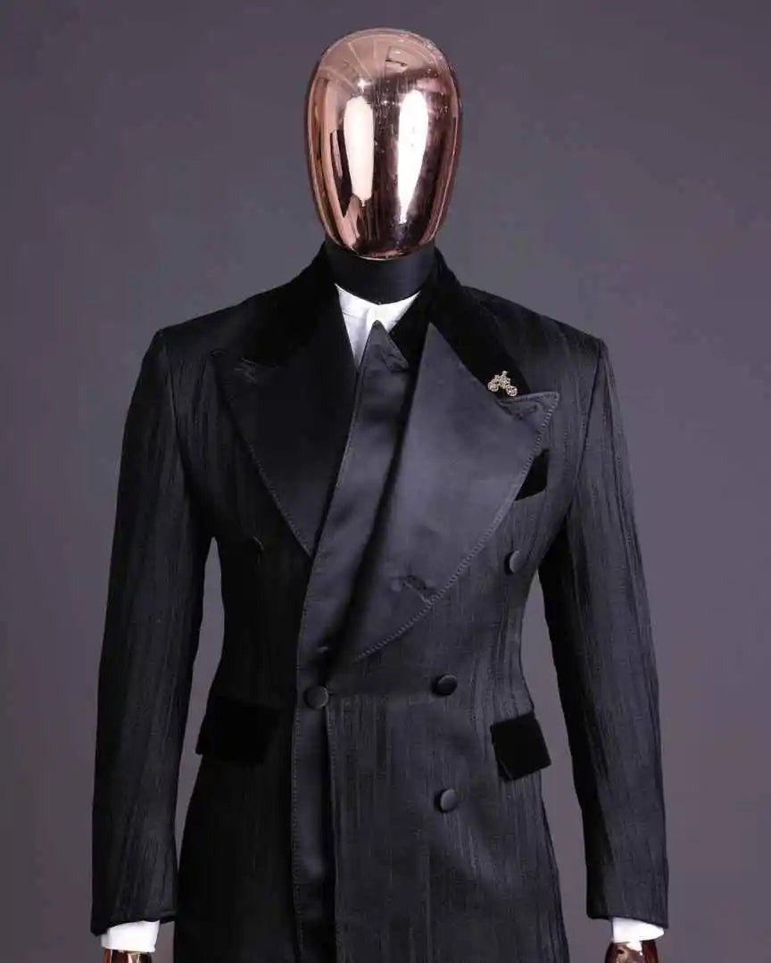 Designer 2 Pcs Wedding Suits for Groom Peaked Lapel Tuxedos Double Breasted Jacket with Pants Party Prom Customized