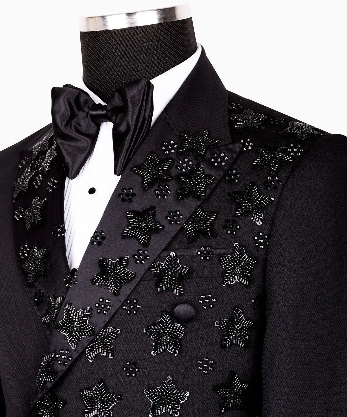 Appliques Wedding Men Coat Peaked Lapel Double Breasted Tuxedos Blazer Slim Fit Clothing Party Only Jacket Customized
