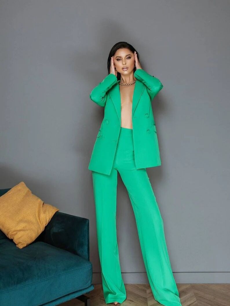 Purple Women Suits Blazer Breasted Slim Fit Party Night Club Pants Suit Formal Outfits Two Pieces