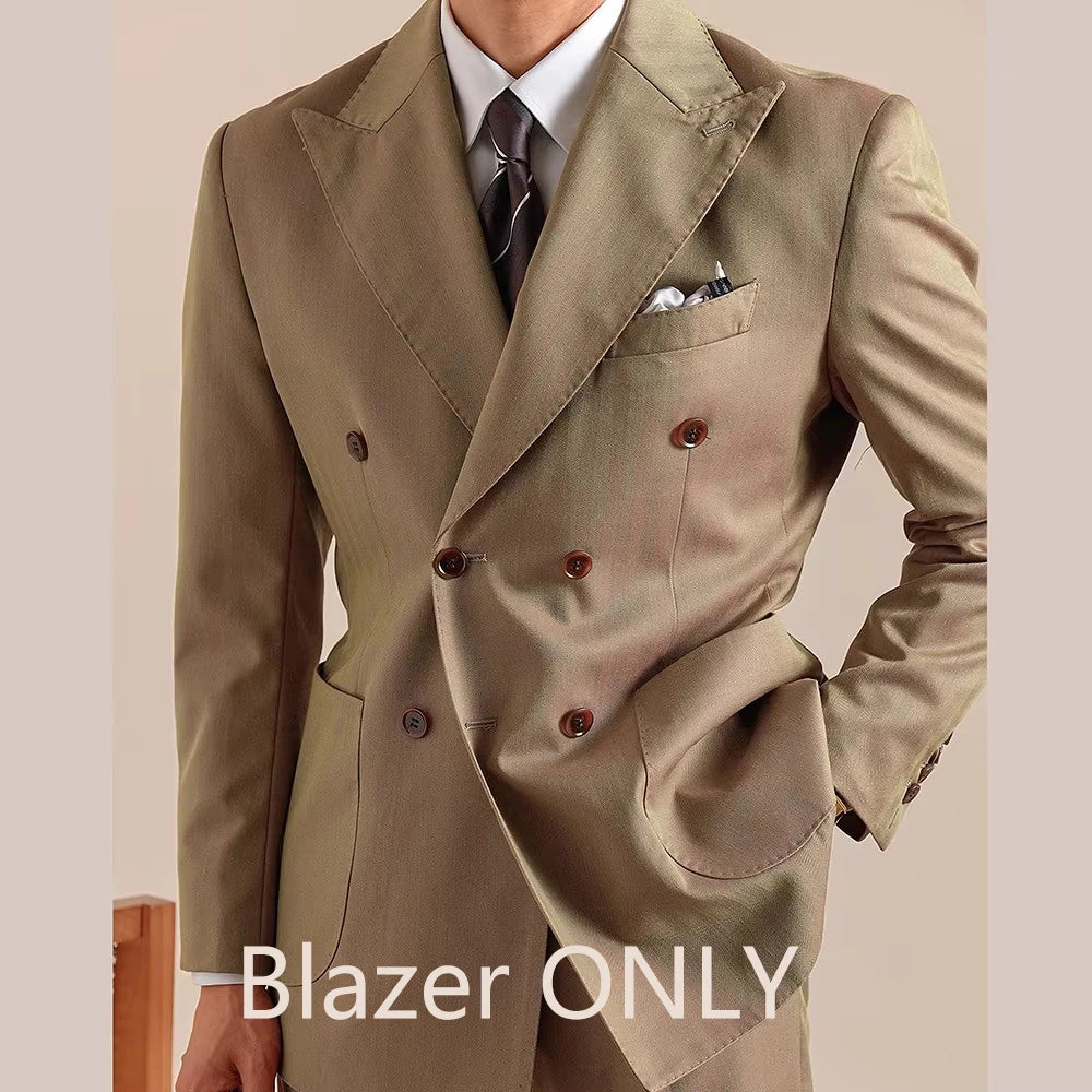Italian Style Double Breasted Blazer Men Masculino Slim Fit Blazer Hombre Lapel Collar Casual Business Jacket Men Blazer