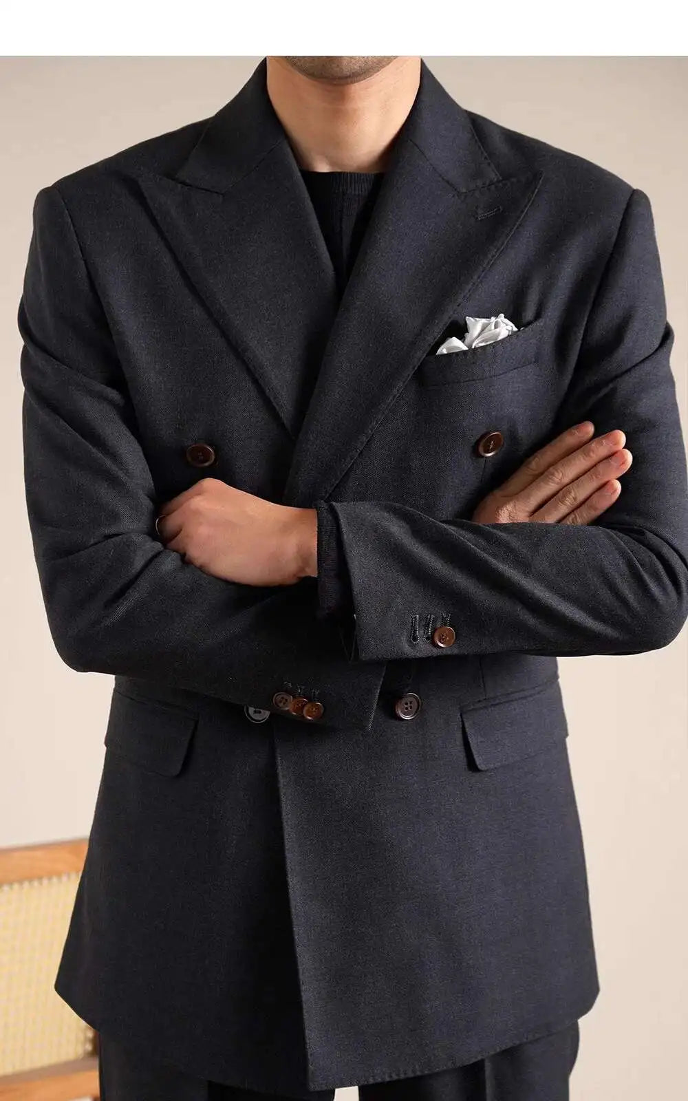 Double Breasted Wedding Suit Men Tuxedo Suit Smoking Homme Mariage Traje Novio Wool Italian Blazers Suit for Men's Business
